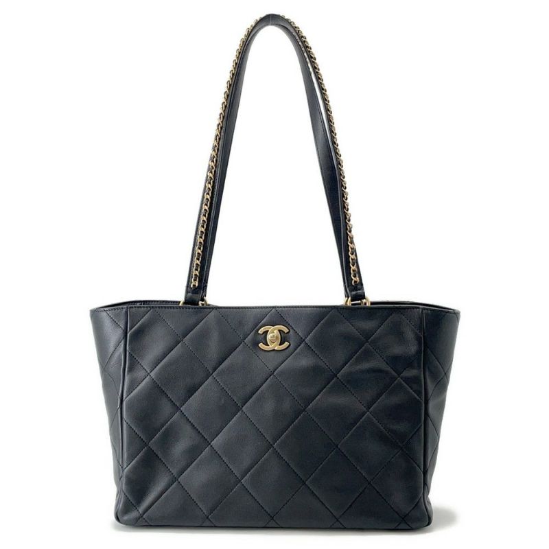 シャネル トートバッグ マトラッセ ココマーク ショッピングバッグ カーフレザー AS3537 CHANEL 黒