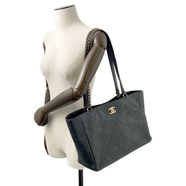 シャネル トートバッグ マトラッセ ココマーク ショッピングバッグ カーフレザー AS3537 CHANEL 黒