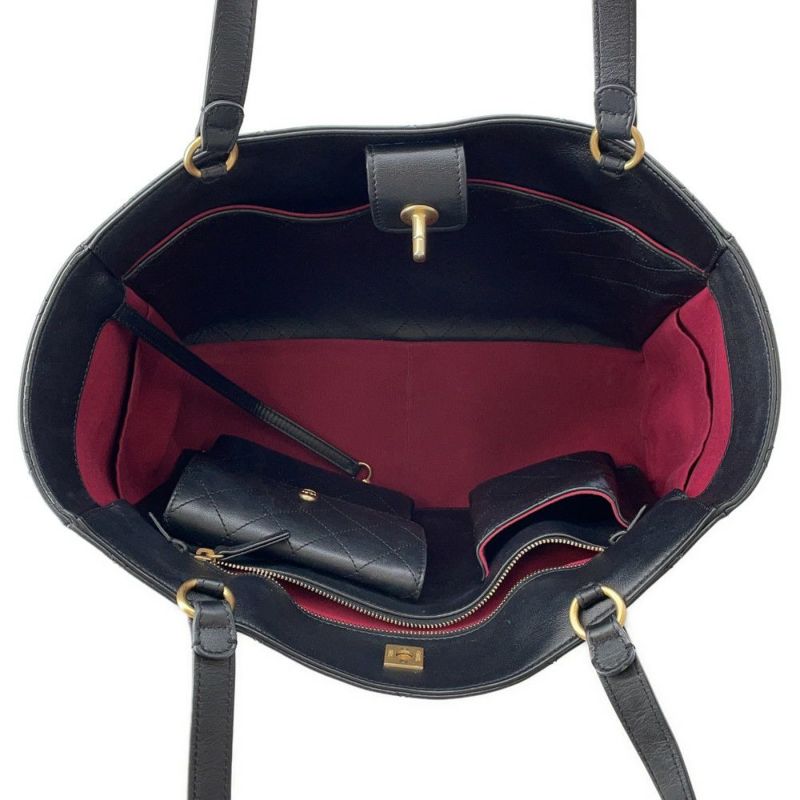 シャネル トートバッグ マトラッセ ココマーク ショッピングバッグ カーフレザー AS3537 CHANEL 黒