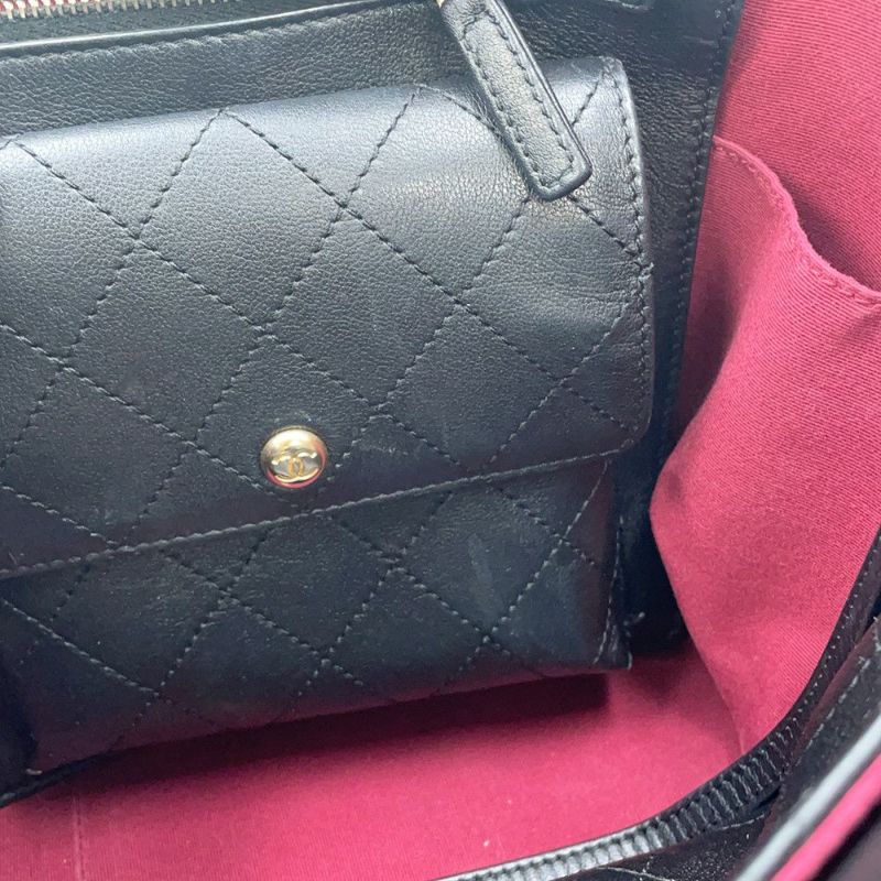 シャネル トートバッグ マトラッセ ココマーク ショッピングバッグ カーフレザー AS3537 CHANEL 黒