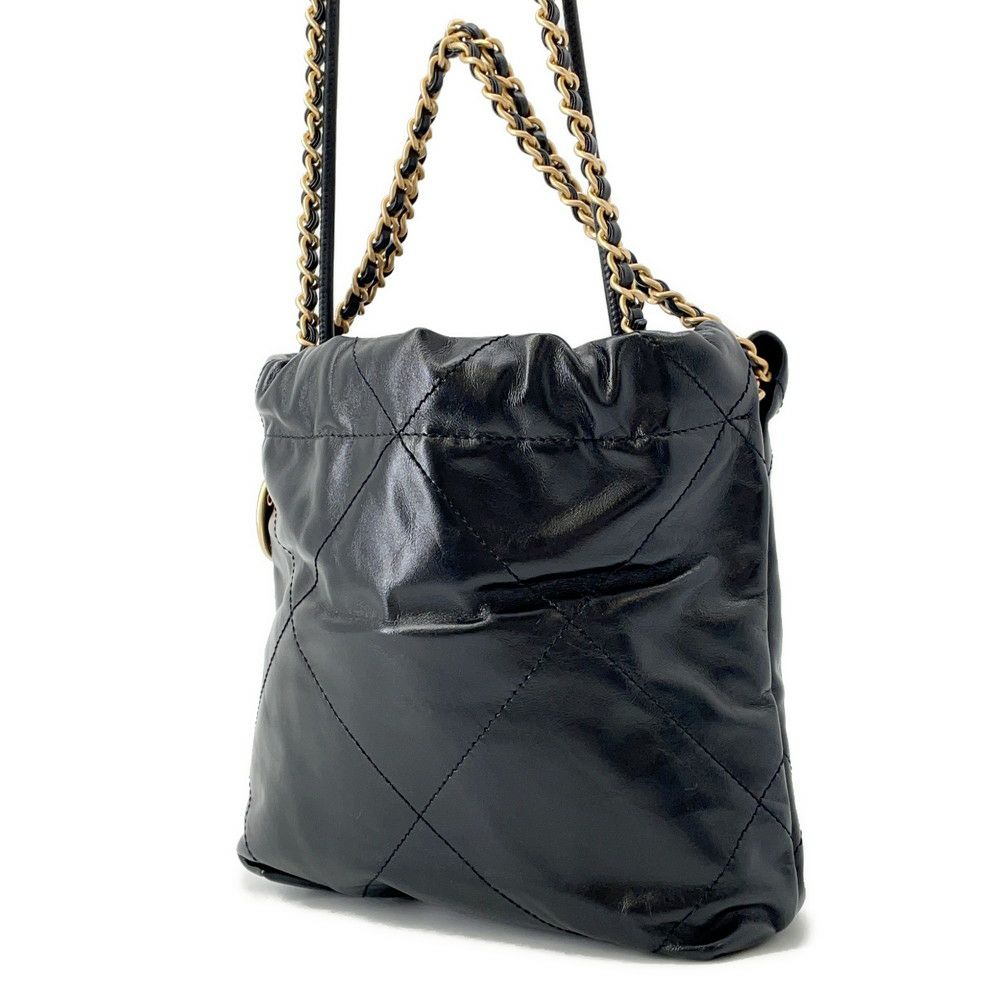 シャネル ハンドバッグ CHANEL 22 ミニ ココマーク シャイニーカーフレザー AS3980 CHANEL 2way 黒