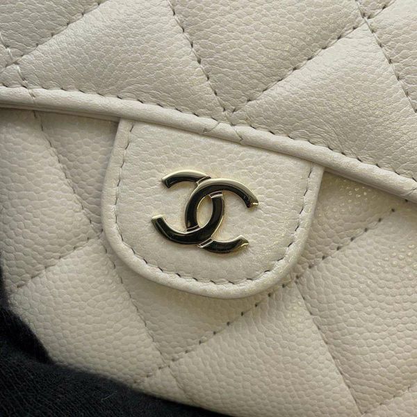 シャネル チェーンウォレット マトラッセ ココマーク ミニ キャビアスキン AP0238 CHANEL 財布 白