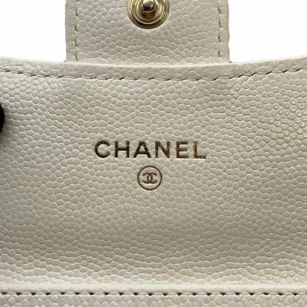 シャネル チェーンウォレット マトラッセ ココマーク ミニ キャビアスキン AP0238 CHANEL 財布 白