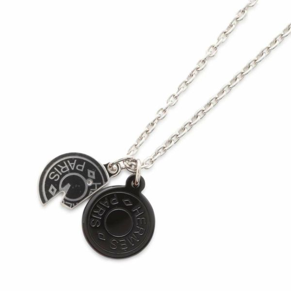 新品 レア エルメス ネックレス ケリーラリアット 黒 ブラック シルバー金具 新品 レア エルメス ネックレス ケリーラリアット 黒 ブラック