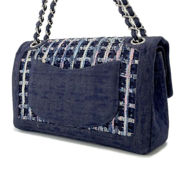シャネル チェーンショルダーバッグ ココマーク ダブルチェーン デニム ツイード A01112 CHANEL
