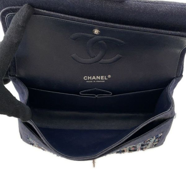 シャネル チェーンショルダーバッグ ココマーク ダブルチェーン デニム ツイード A01112 CHANEL