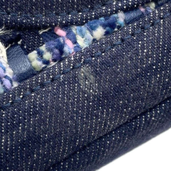 シャネル チェーンショルダーバッグ ココマーク ダブルチェーン デニム ツイード A01112 CHANEL