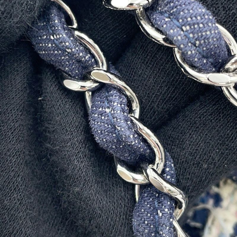 シャネル チェーンショルダーバッグ ココマーク ダブルチェーン デニム ツイード A01112 CHANEL