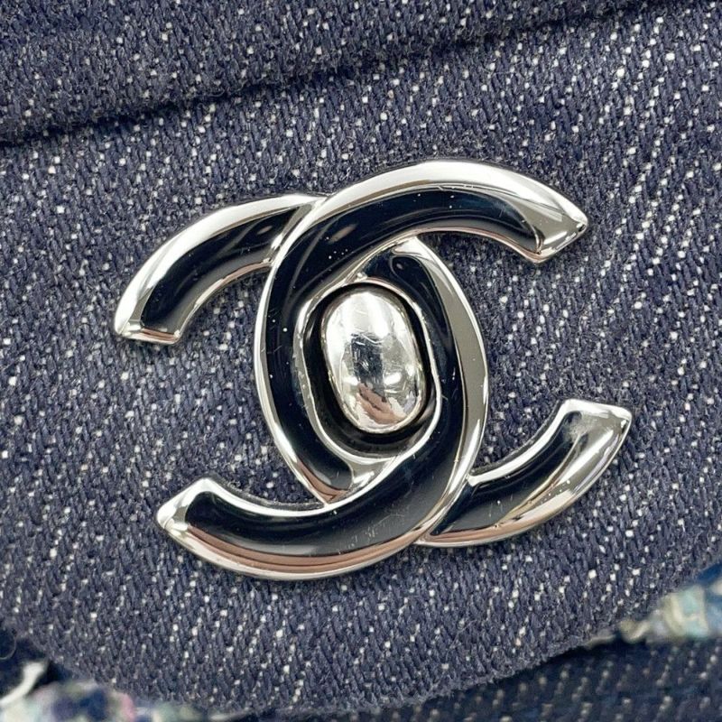 シャネル チェーンショルダーバッグ ココマーク ダブルチェーン デニム ツイード A01112 CHANEL