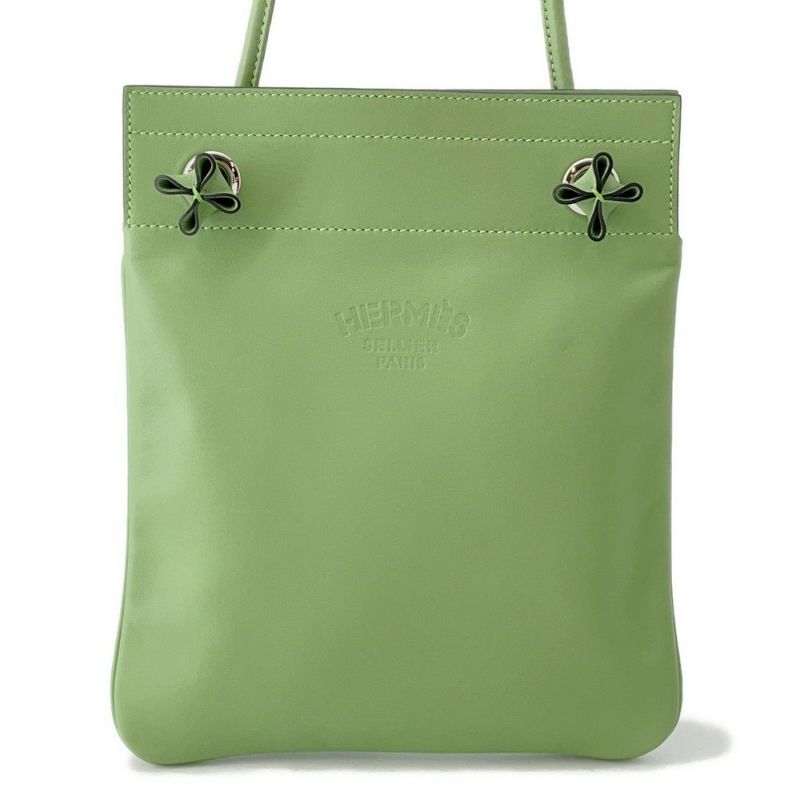 エルメス ショルダーバッグ サックアリーヌ ミニ ヴェールクリケット/シルバー金具 スイフト B刻印