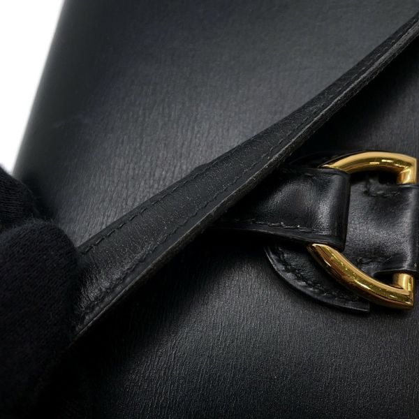エルメス ショルダーバッグ サンドリーヌ ブラック/ゴールド金具 ボックスカーフ 〇D刻印 HERMES バッグ 黒