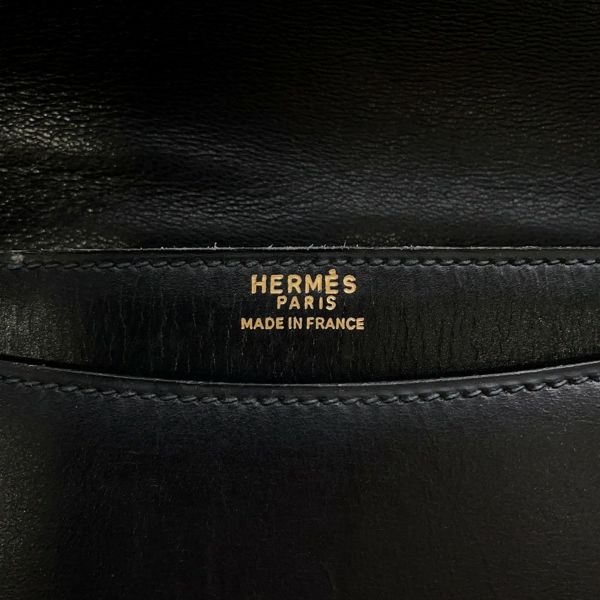 エルメス ショルダーバッグ サンドリーヌ ブラック/ゴールド金具 ボックスカーフ 〇D刻印 HERMES バッグ 黒