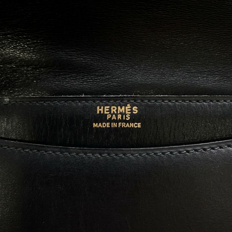 エルメス ショルダーバッグ サンドリーヌ ブラック/ゴールド金具 ボックスカーフ 〇D刻印 HERMES バッグ 黒