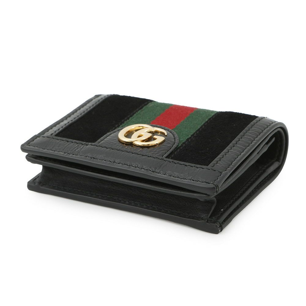 グッチ 二つ折り財布 オフィディア GG ミニウォレット スエード 523155 GUCCI 財布 黒