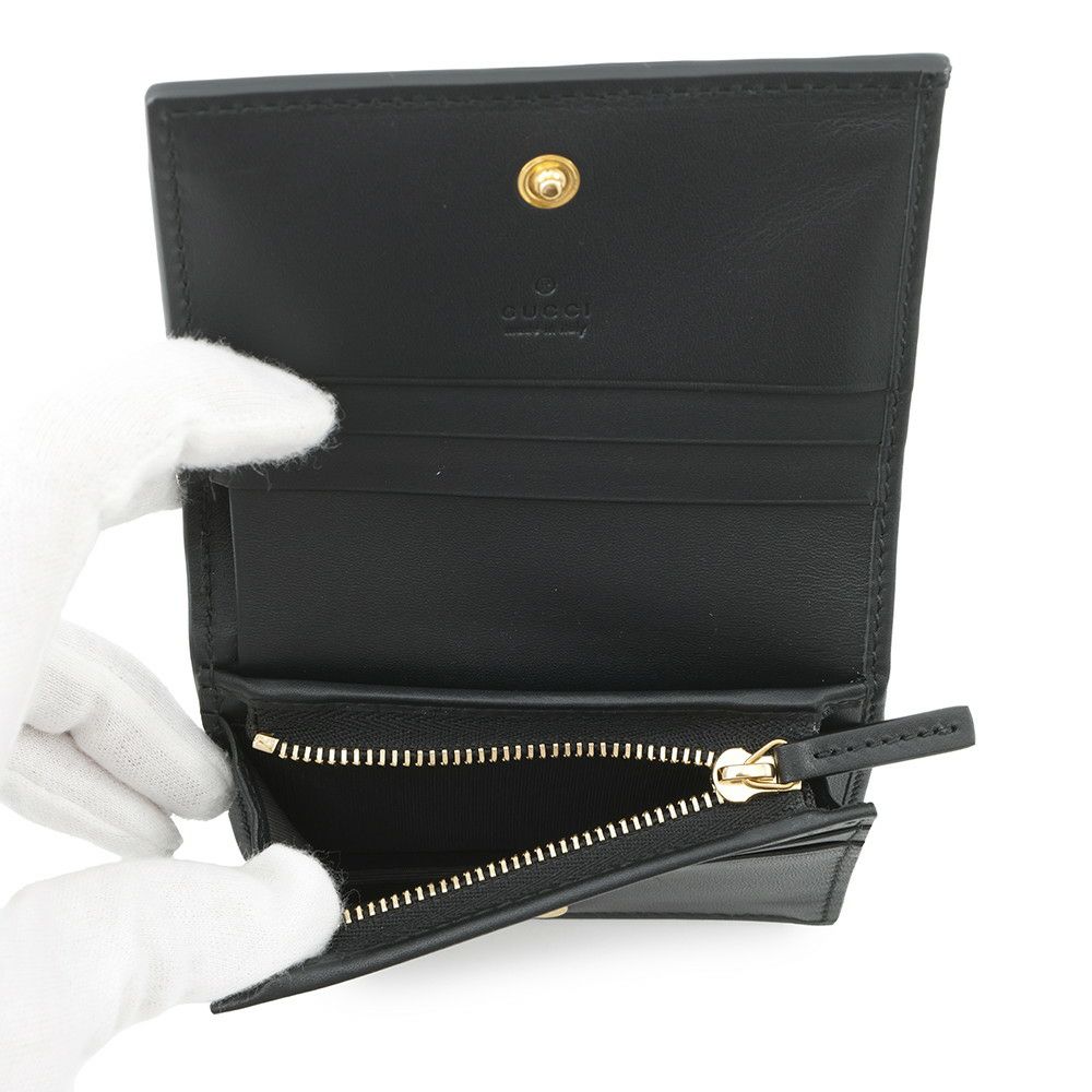 グッチ 二つ折り財布 オフィディア GG ミニウォレット スエード 523155 GUCCI 財布 黒