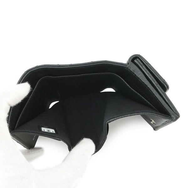 シャネル 三つ折り財布 マトラッセ ココマーク CHANEL19 ディズヌフ スモール キャビアスキン AP3711 CHANEL 黒