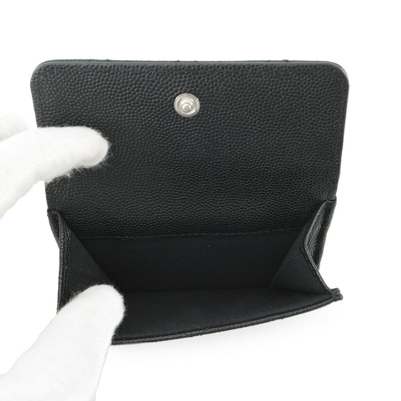 シャネル 三つ折り財布 マトラッセ ココマーク CHANEL19 ディズヌフ スモール キャビアスキン AP3711 CHANEL 黒