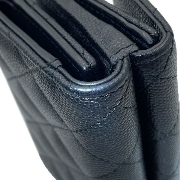 シャネル 三つ折り財布 マトラッセ ココマーク CHANEL19 ディズヌフ スモール キャビアスキン AP3711 CHANEL 黒