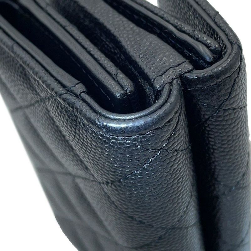 シャネル 三つ折り財布 マトラッセ ココマーク CHANEL19 ディズヌフ スモール キャビアスキン AP3711 CHANEL 黒