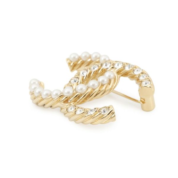 シャネル ブローチ ココマーク フェイクパール ラインストーン B23A ABB082 CHANEL アクセサリー