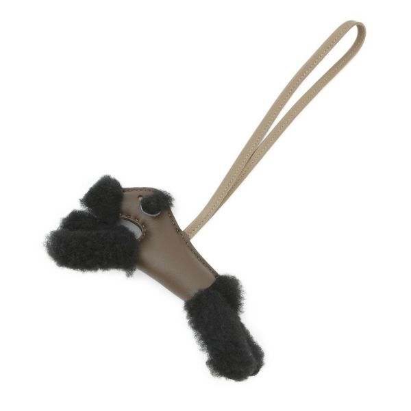 エルメス バッグチャーム バディ ショコラ/ブラック/エトゥープ ラムスキン/ムートン W刻印