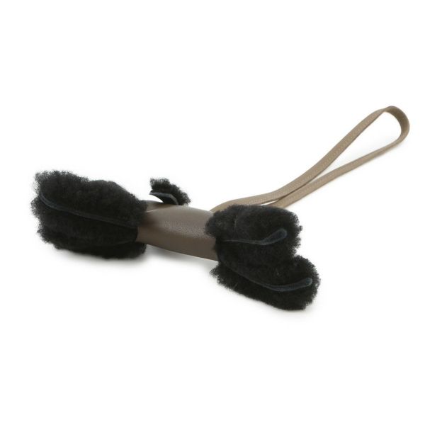 エルメス バッグチャーム バディ ショコラ/ブラック/エトゥープ ラムスキン/ムートン W刻印