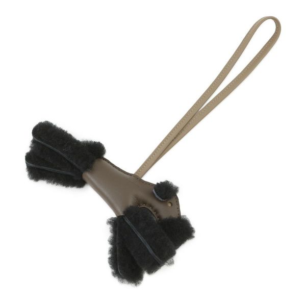 エルメス バッグチャーム バディ ショコラ/ブラック/エトゥープ ラムスキン/ムートン W刻印