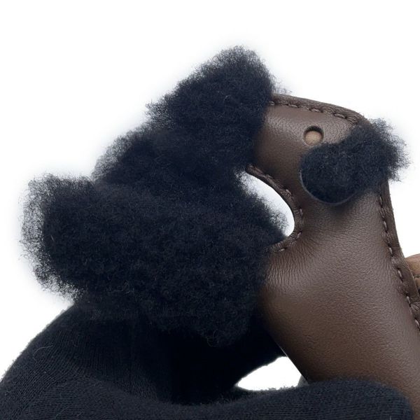 エルメス バッグチャーム バディ ショコラ/ブラック/エトゥープ ラムスキン/ムートン W刻印