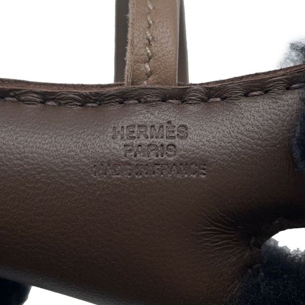 エルメス バッグチャーム バディ ショコラ/ブラック/エトゥープ ラムスキン/ムートン W刻印