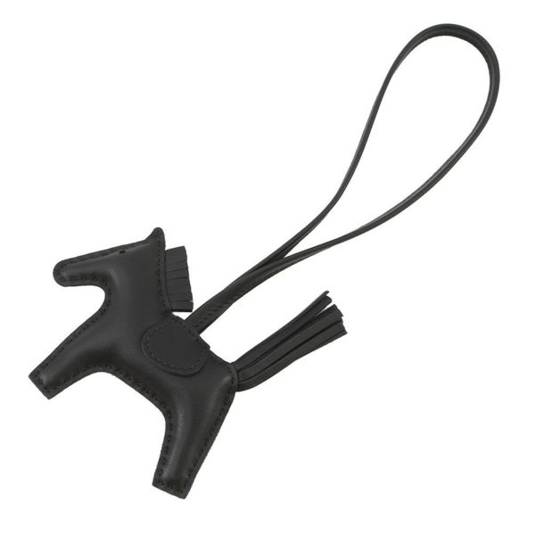 エルメス バッグチャーム ロデオ PM ブラック ラムスキン W刻印 HERMES チャーム ソーブラック