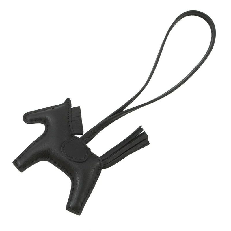 エルメス バッグチャーム ロデオ PM ブラック ラムスキン W刻印 HERMES チャーム ソーブラック