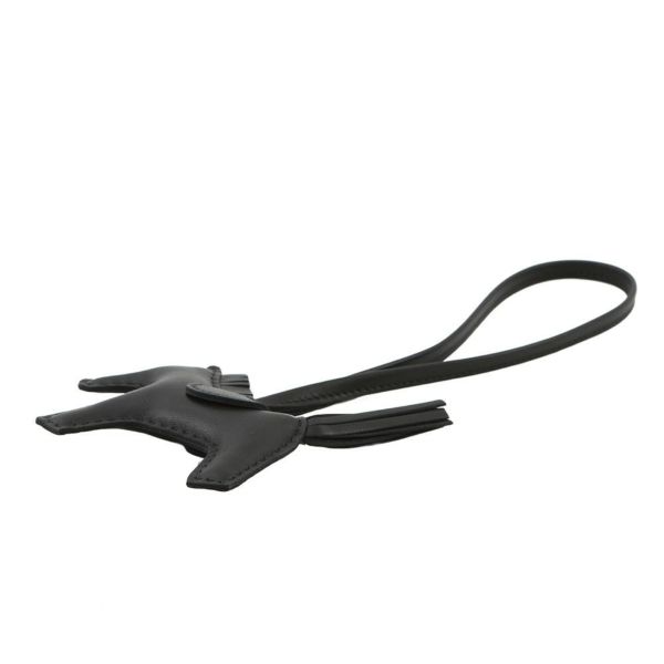 エルメス バッグチャーム ロデオ PM ブラック ラムスキン W刻印 HERMES チャーム ソーブラック