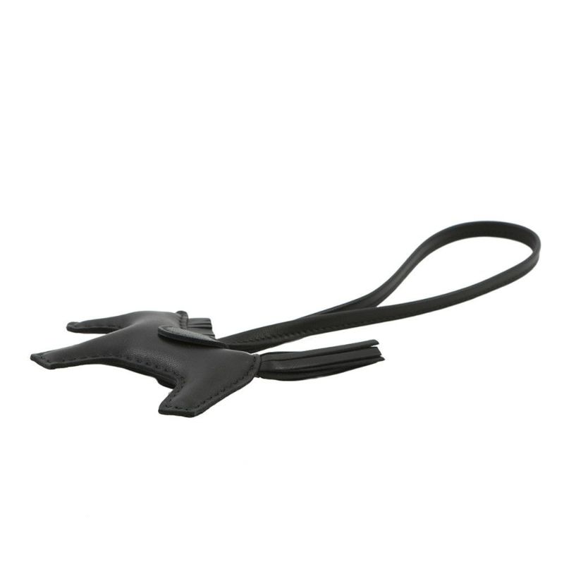 エルメス バッグチャーム ロデオ PM ブラック ラムスキン W刻印 HERMES チャーム ソーブラック