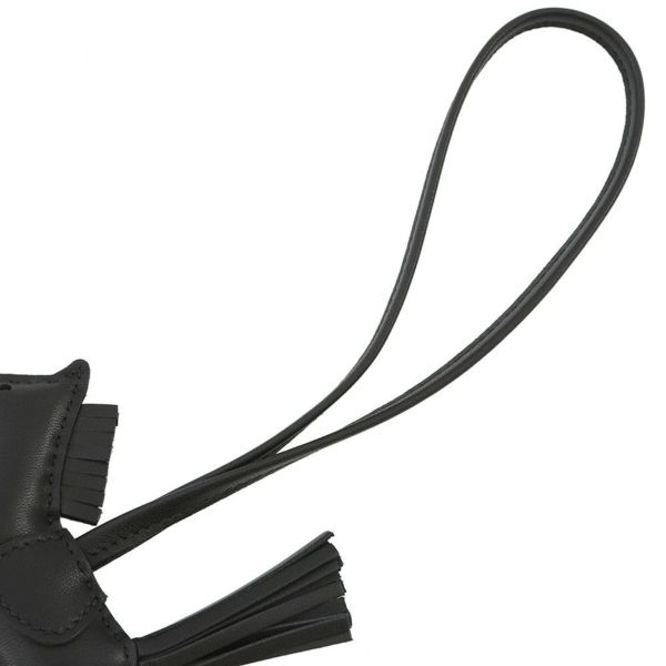 エルメス バッグチャーム ロデオ PM ブラック ラムスキン W刻印 HERMES チャーム ソーブラック