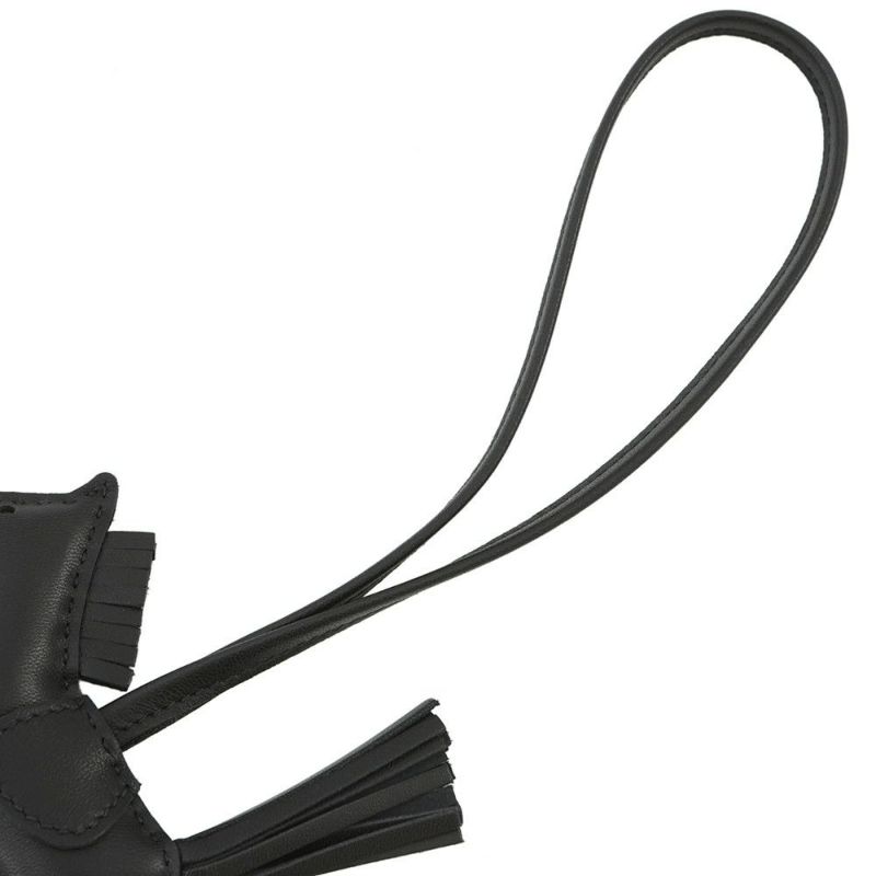 エルメス バッグチャーム ロデオ PM ブラック ラムスキン W刻印 HERMES チャーム ソーブラック