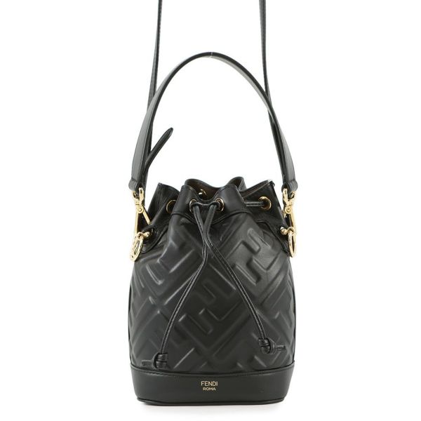 フェンディ ハンドバッグ レザー FFモチーフ モントレゾール ミニバッグ 8BS093 FENDI バッグ 2wayショルダーバッグ 黒