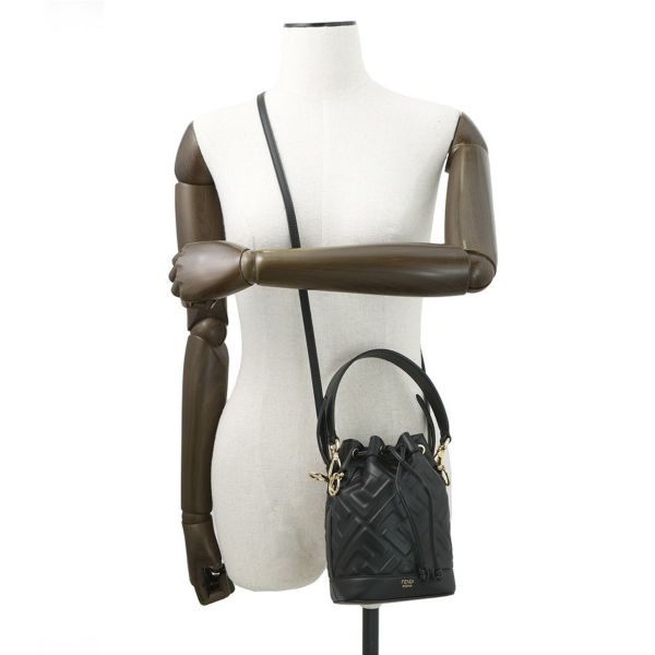 フェンディ ハンドバッグ レザー FFモチーフ モントレゾール ミニバッグ 8BS093 FENDI バッグ 2wayショルダーバッグ 黒
