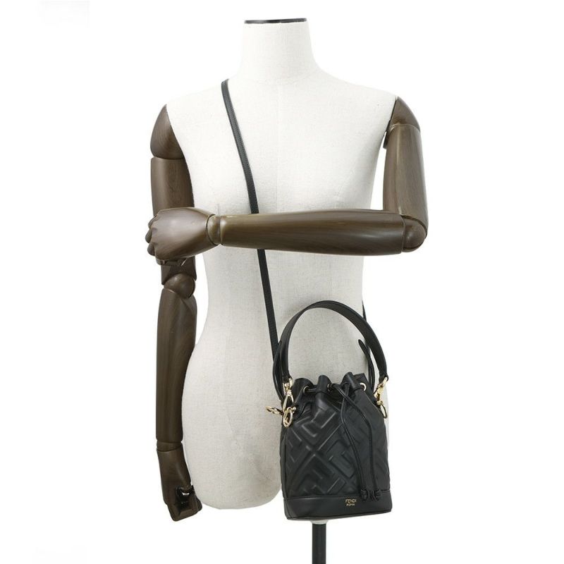 フェンディ ハンドバッグ レザー FFモチーフ モントレゾール ミニバッグ 8BS093 FENDI バッグ 2wayショルダーバッグ 黒