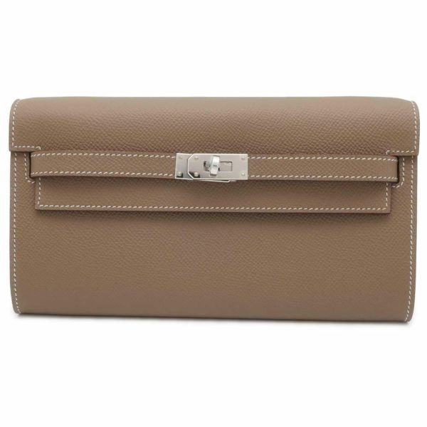 エルメス ケリーウォレット ロング トゥーゴー エトゥープ/シルバー金具 エプソン W刻印