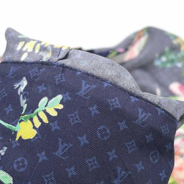 ルイヴィトン 長袖シャツ シルク 花柄 パジャマ風シャツ レディースサイズ38 LOUIS VUITTON 長袖