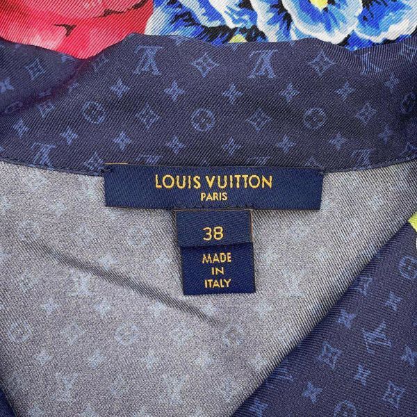 ルイヴィトン 長袖シャツ シルク 花柄 パジャマ風シャツ レディースサイズ38 LOUIS VUITTON 長袖