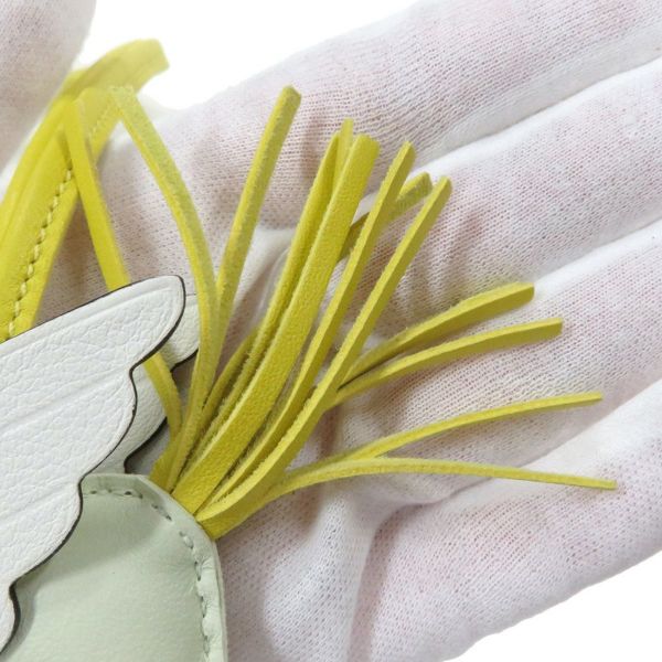 エルメス バッグチャーム ロデオPM ヴェールフィズ/ライム/ニューホワイト ラムスキン B刻印 HERMES チャーム オーナメント