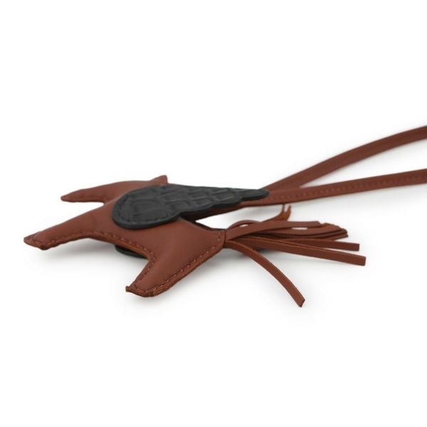 エルメス バッグチャーム ロデオPM ペガサス タッチ シエンヌ/ブラック ラムスキン/アリゲータマット HERMES チャーム オーナメント