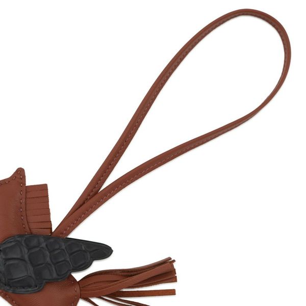 エルメス バッグチャーム ロデオPM ペガサス タッチ シエンヌ/ブラック ラムスキン/アリゲータマット HERMES チャーム オーナメント