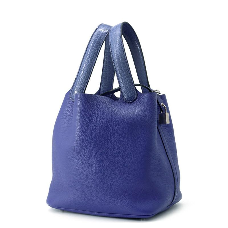 エルメス ピコタンロックMM タッチ ブルーエレクトリック/シルバー金具 トリヨンクレマンス/アリゲーターマット C刻印