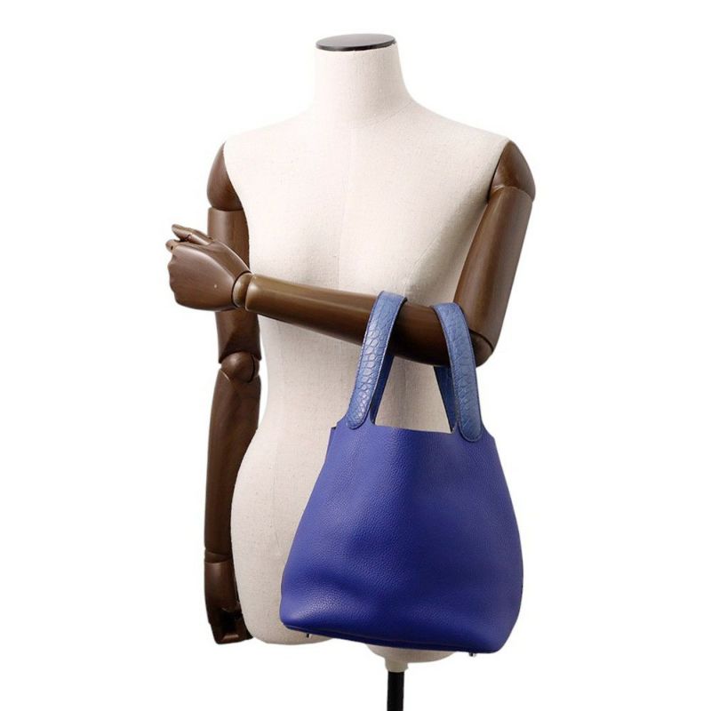 エルメス ピコタンロックMM タッチ ブルーエレクトリック/シルバー金具 トリヨンクレマンス/アリゲーターマット C刻印