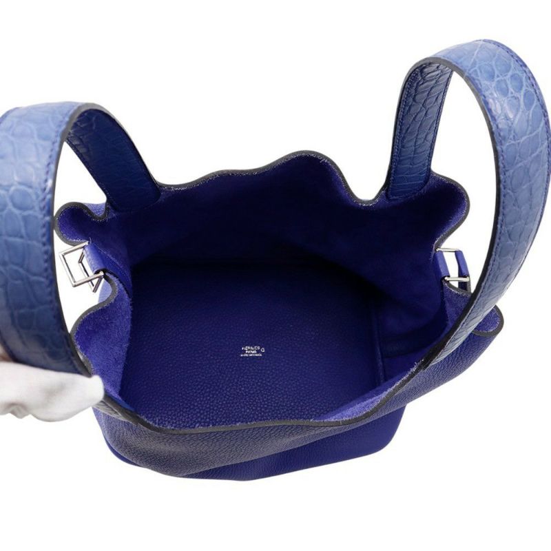 エルメス ピコタンロックMM タッチ ブルーエレクトリック/シルバー金具 トリヨンクレマンス/アリゲーターマット C刻印