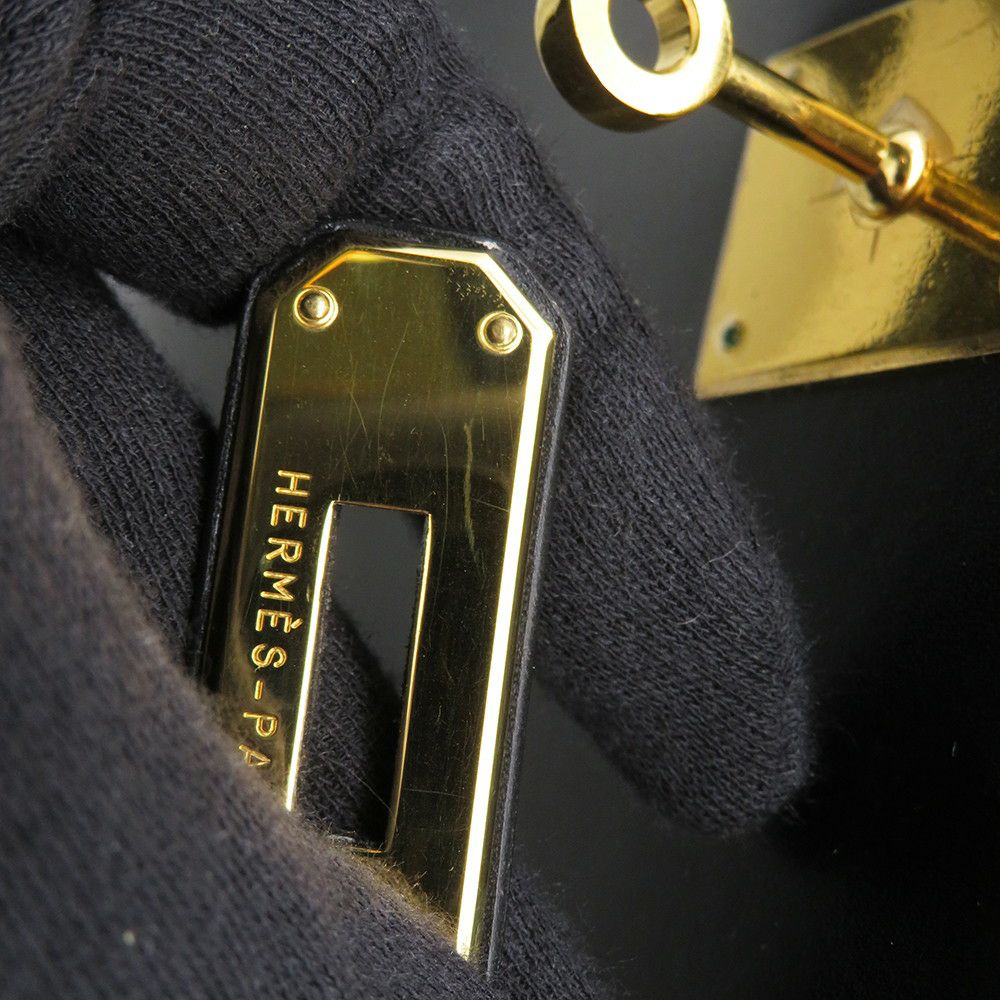 エルメス ハンドバッグ ケリー32 外縫い ブラック/ゴールド金具 ボックスカーフ □C刻印 HERMES Kelly 2wayバッグ 黒
