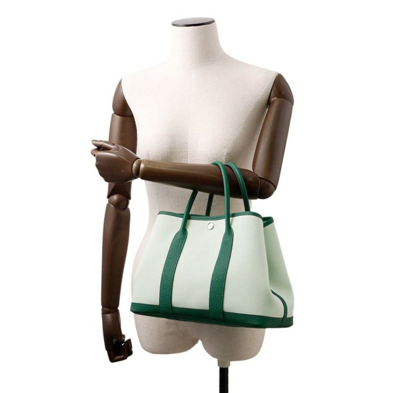 エルメス ガーデンパーティTPM ヴェールペパーミント/ヴェールモワイヤン/シルバー金具 トワルミリタリー/ネゴンダ W刻印