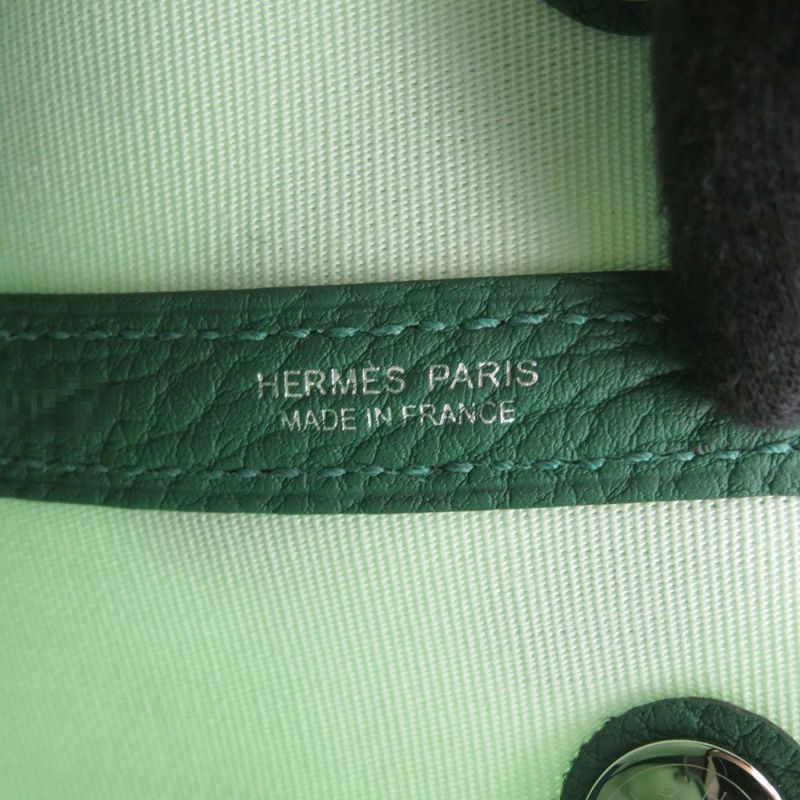 エルメス ガーデンパーティTPM ヴェールペパーミント/ヴェールモワイヤン/シルバー金具 トワルミリタリー/ネゴンダ W刻印